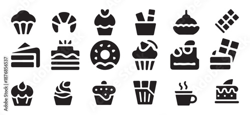 Dessert and Bakery Icons Set, Sweet Food icon Collection, vector illustration eps 10 