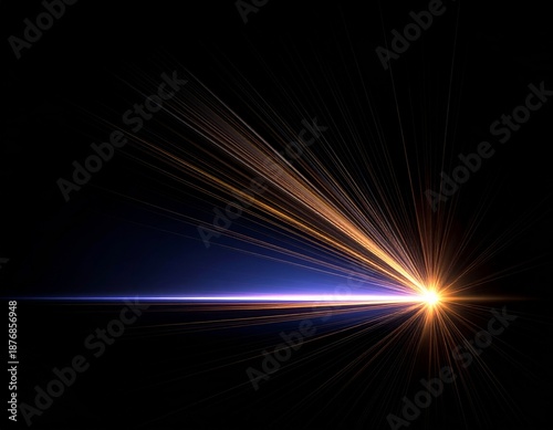 Glowing Dotted Lines Converging on a Bright Point Over a Dark Background