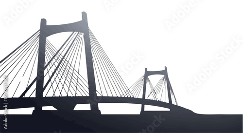 Modern suspension bridge structure silhouetted against a bright sky, representing connection and travel.