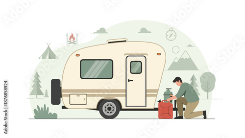 Campervan Adventure Preparing For The Outdoor Journey With Camping Essentials