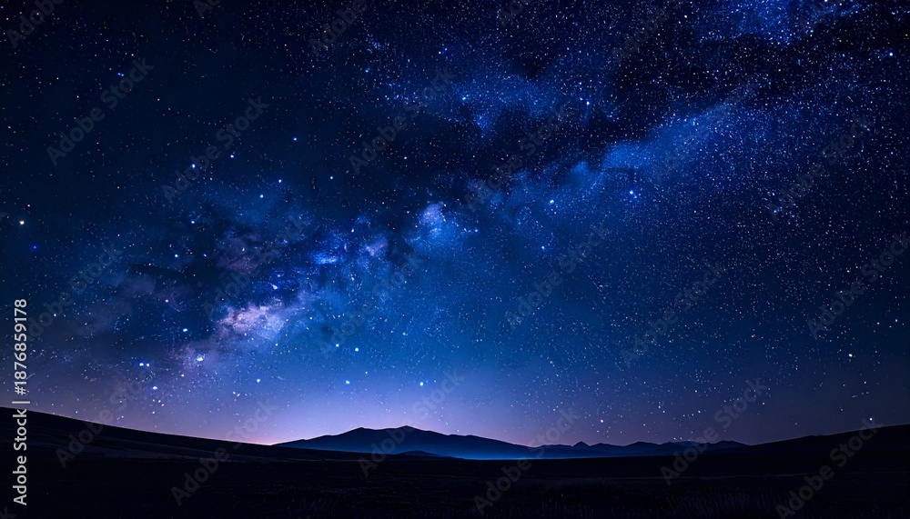 Obraz premium Dramatic Milky Way Night Sky with Starry Night over Dark Mountain