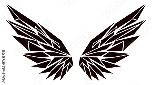Abstract geometric wings graphic design on transparent background for creative projects