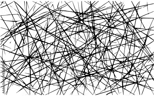 Chaotic abstract background of randomly overlapping scratched black and dark intersecting lines