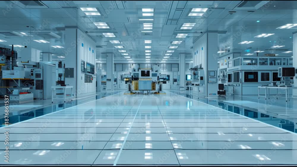 Semiconductor cleanroom with advanced lithography equipment moving ...
