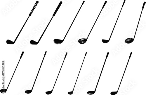 Golf club icon set. Game equipment. Professional sport, classic golf club for official competitions and tournaments. Vector illustration !