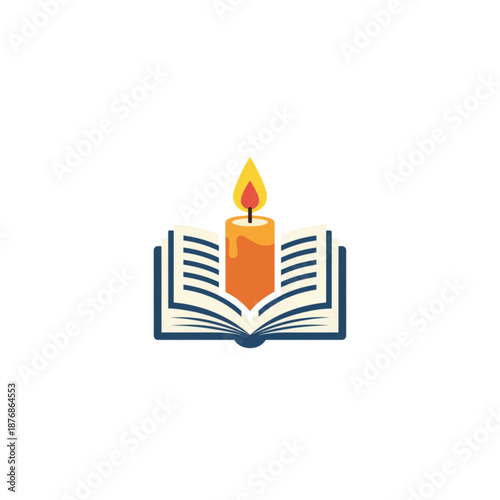 Book and Candle Vector Illustration