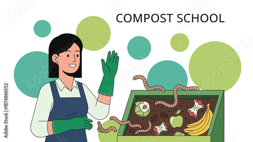 Composting Education And Waste Management For Environmental Sustainability Illustration