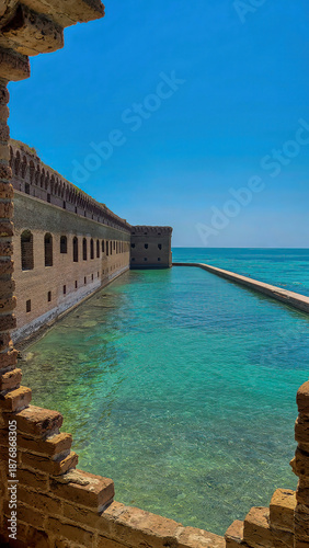 Fotografie View of the Gulf of Mexico from Fort Jefferson on Dry Tortugas Island, Florida