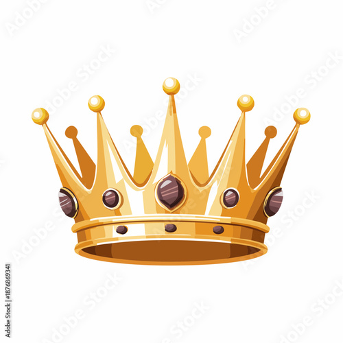 Golden Crown Illustration Featuring Jewels and Ornaments in a Royal Luxury Setting from a Front Viewpoint