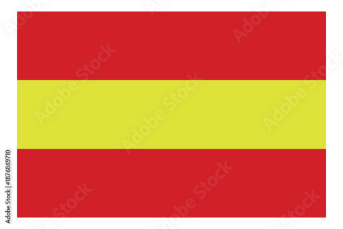 Simple flat vector illustration of Spain national flag with red and yellow horizontal stripes rectangular design