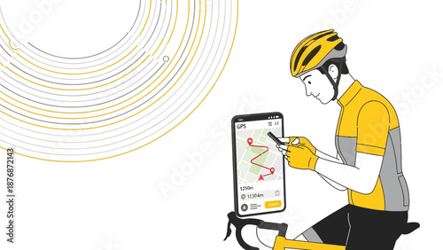 Cyclist Planning A Route With Gps On Mobile Application Before Riding Journey