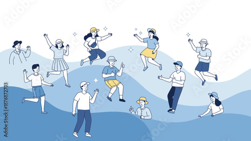 Diverse Group Of People Enjoying Beach Activities During Summer Vacation Excitement