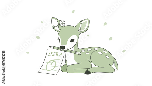 Delicate Deer Design With Sketch And Pencil For Artistic Projects