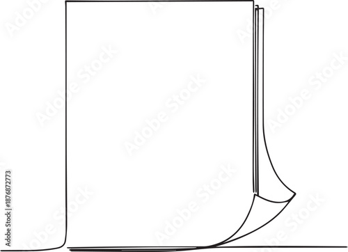 Minimalist illustration of a blank book with curled page