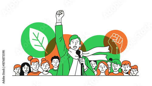 Eco Activist Addressing Rally Promoting Ecological Awareness And Social Justice