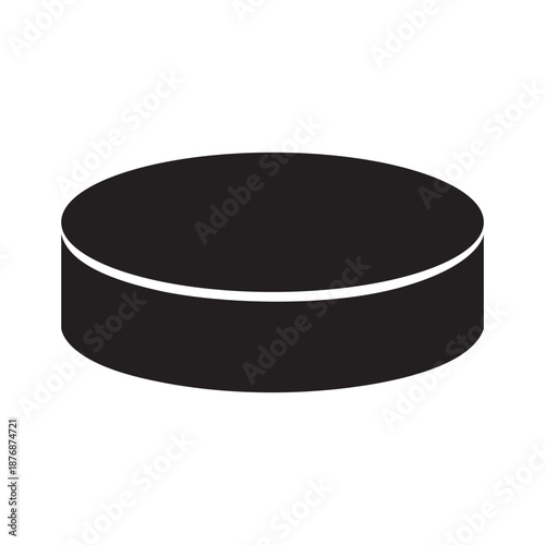 Classic Black Ice Hockey Puck Icon Isolated White Background Professional Sports Game Equipment Winter Athletics Symbol