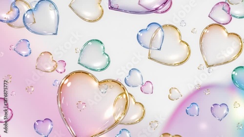 Seamless looping pastel heart bubbles floating softly with gentle iridescence. Ethereal, calming Valentine’s Day motion background for love, romance, and self-care visuals.