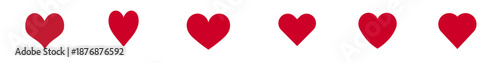 Red Heart Icon Set for Social Media Like Button Game Life Meter and Health Rating. Solid Flat Vector Symbols of Love Romance and Wellness Isolated on White Background for Web UI and Mobile App Design.
