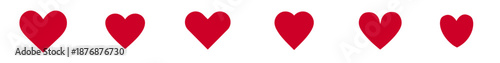 Red Heart Icon Set for Social Media Like Button Game Life Meter and Health Rating. Solid Flat Vector Symbols of Love Romance and Wellness Isolated on White Background for Web UI and Mobile App Design.