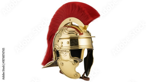 Foto Roman Centurion helmet isolated PNG, gold-colored ancient military headgear with