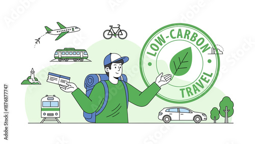 Eco Friendly Transportation Concept With A Tourist For Sustainable Travel