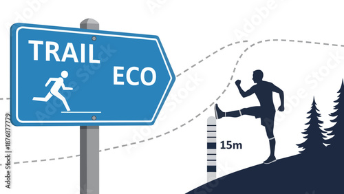 Eco Trail Runner Stretching Leg Outdoors Signposting Healthy Lifestyle