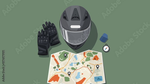 Essential Motorcycle Equipment For Trip Planning Adventure And Exploration Graphic