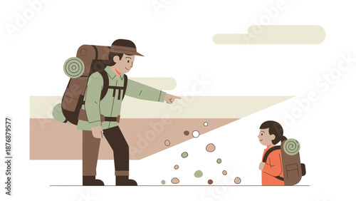 Father Showing Daughter The Landscape On An Outdoor Hiking Adventure Together