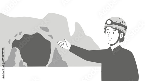 Exploring The Depths Experienced Cave Guide Leading Visitors Into Cavern