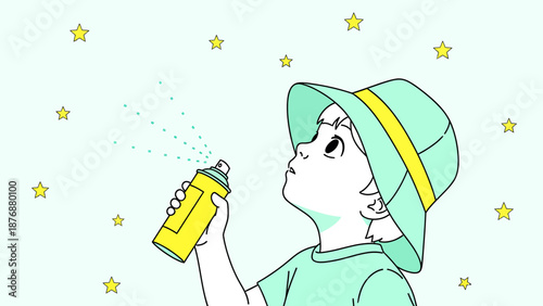 Fantasy Starry Sky Creation With Child And Spray Paint For Decorative Fun