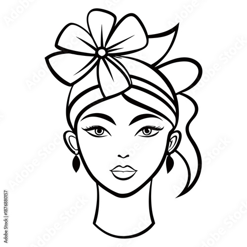 Hand drawn line art facial fashion vector art illustration