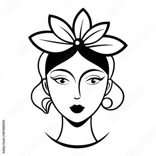 Hand drawn line art facial fashion vector art illustration