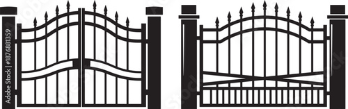 Forged metal gates isolated icon vector