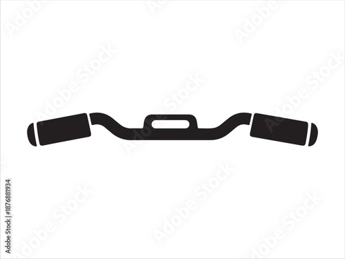 Black barbell weight with handles isolated design