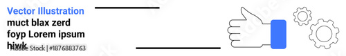 Workflow optimization, automation, positive feedback, productivity, user interface, settings. A hand showing thumbs up next to gear symbols. Workflow optimization and automation
