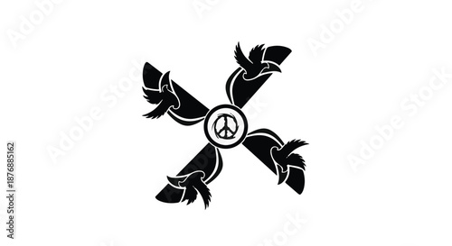 Symbol of peace and freedom with birds in flight