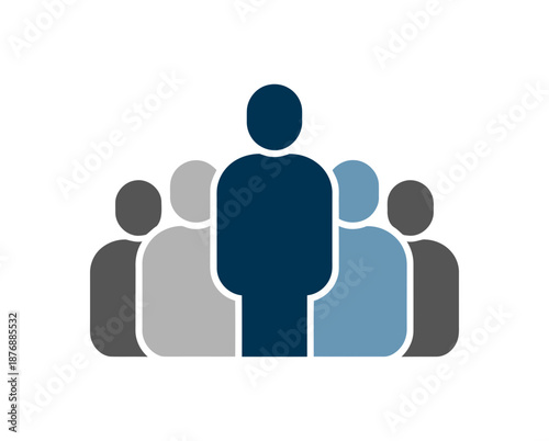 A vector graphic illustration of a group of people with one person standing out in a different color