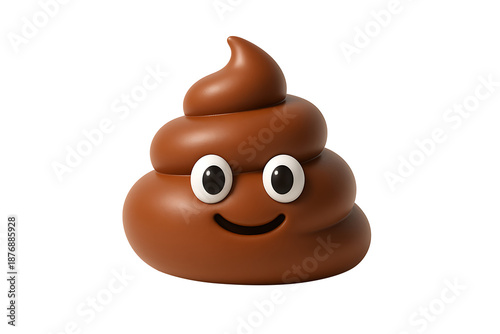 Cute 3D Smiling Poop Emoji Icon Isolated on white Background for Chat and Social Media Design