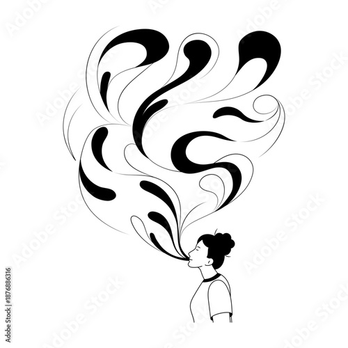 A hand drawn style illustration showing nostril breathing