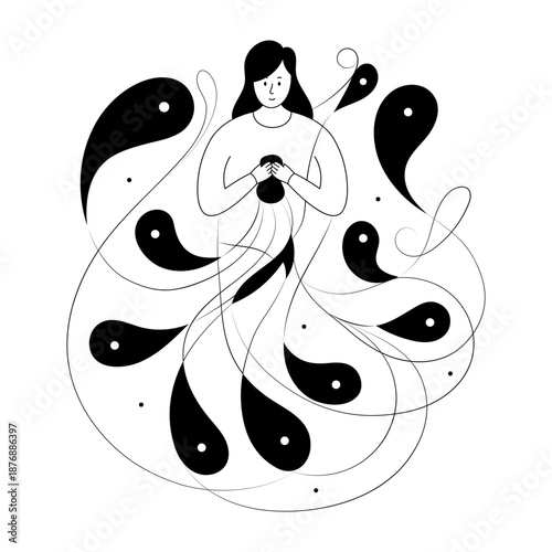 A doodle style illustration showing overthinking