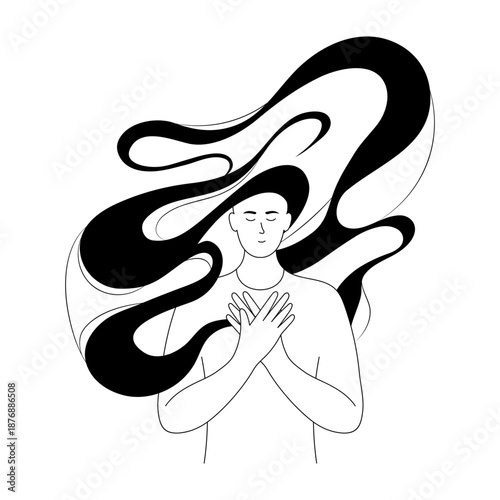 A doodle style illustration showing breath work