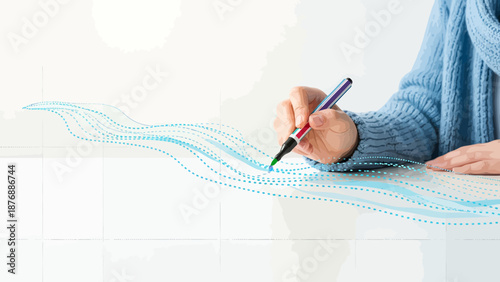 Hand Drawing Abstract Curves With Marker On White Background For Creative Designs
