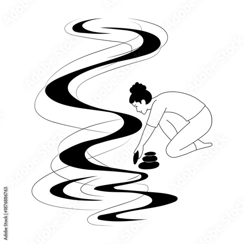 A sketchy style illustration depicting collecting rocks