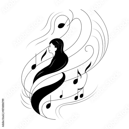 An illustration of soft singing designed in doodle style