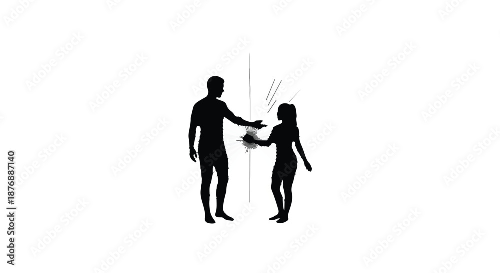 Fototapeta premium A man and woman shaking hands.