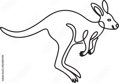 Single continuous line drawing of adorable jumping kangaroo for national zoo logo identity. Australian animal mascot concept for travel tourism campaign icon. one line Icon drawing