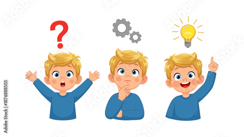 Three Boys in Thoughtful and Creative Poses