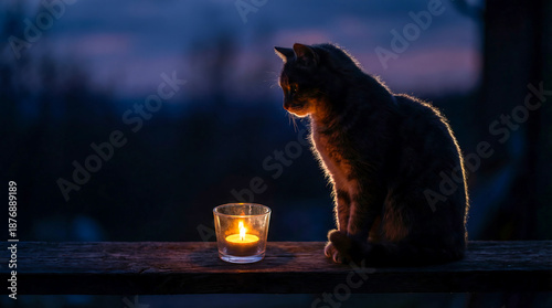 A cute tabby kitten sitting inside a glass of wine with soft green and white tones