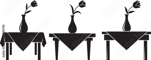 Three vase with flower on the table