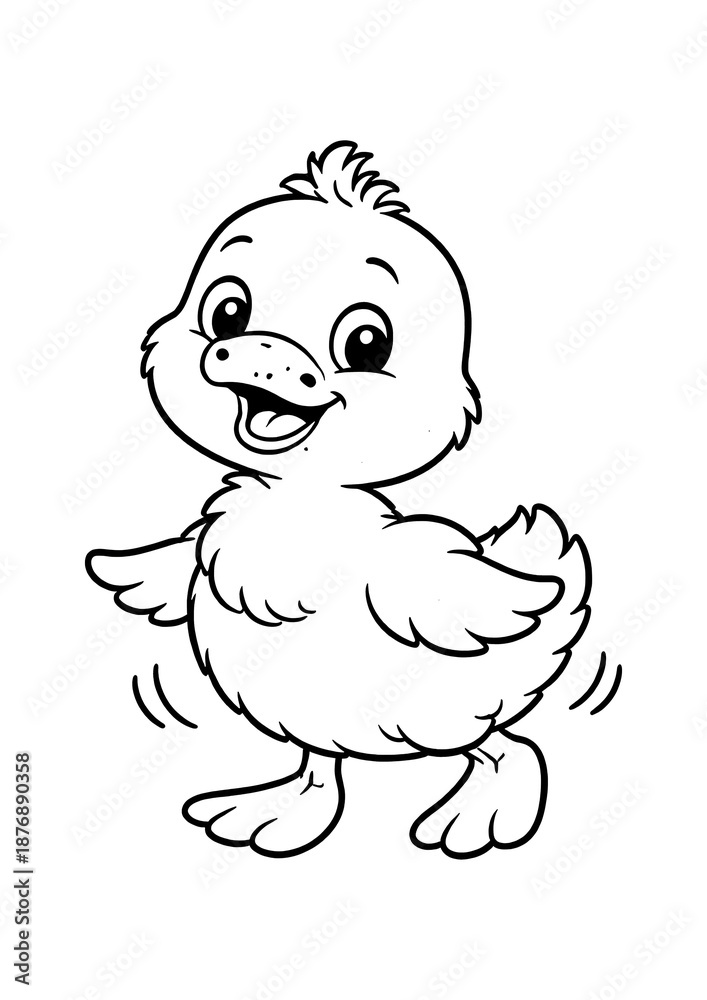 Fototapeta premium Happy Duckling Coloring Page for Kids